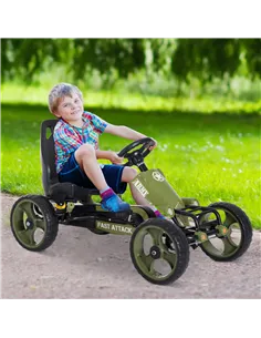 HOMCOM Kids Children Pedal Go Kart Ride On Racer Braking System Adjustable Seat Green 2