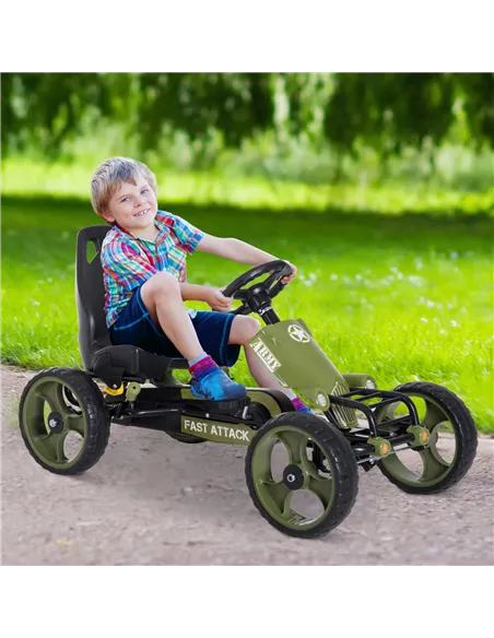 HOMCOM Kids Children Pedal Go Kart Ride On Racer Braking System Adjustable Seat Green