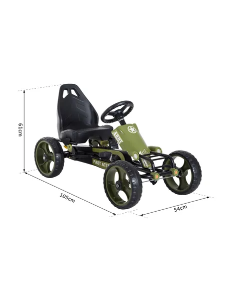 HOMCOM Kids Children Pedal Go Kart Ride On Racer Braking System Adjustable Seat Green