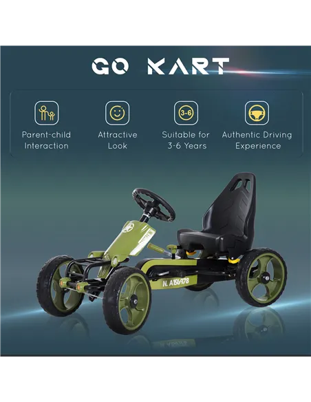 HOMCOM Kids Children Pedal Go Kart Ride On Racer Braking System Adjustable Seat Green
