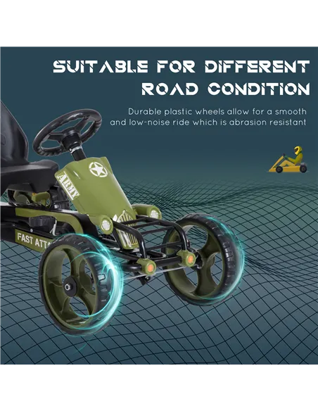 HOMCOM Kids Children Pedal Go Kart Ride On Racer Braking System Adjustable Seat Green