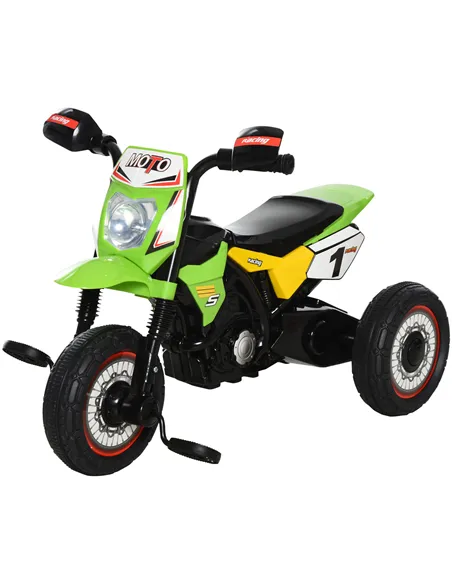 HOMCOM Toddler Pedal Motorcycle Kids Ride On Tricycle Early Learning w/ Music Lights Handlebar Stickers Exercise Boys Girls Gift
