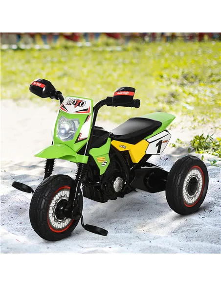 HOMCOM Toddler Pedal Motorcycle Kids Ride On Tricycle Early Learning w/ Music Lights Handlebar Stickers Exercise Boys Girls Gift