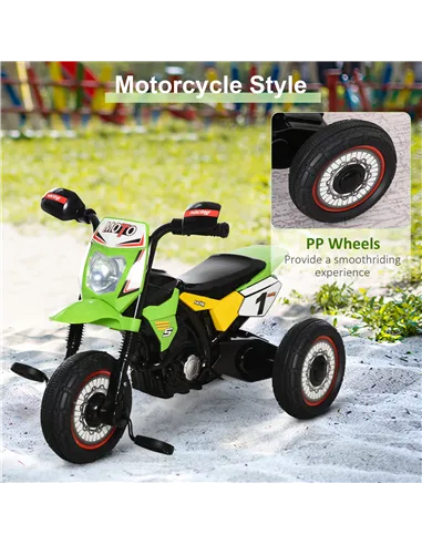 HOMCOM Toddler Pedal Motorcycle Kids Ride On Tricycle Early Learning w/ Music Lights Handlebar Stickers Exercise Boys Girls Gift