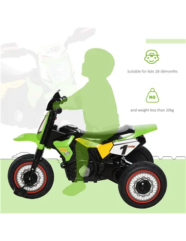 HOMCOM Toddler Pedal Motorcycle Kids Ride On Tricycle Early Learning w/ Music Lights Handlebar Stickers Exercise Boys Girls Gift