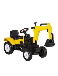 HOMCOM Kids Ride on Digger Pedal Go Kart Pretend Play Construction No Power Truck with Horn for 3 - 6 Years, Yellow