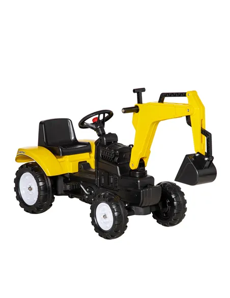 HOMCOM Kids Ride on Digger Pedal Go Kart Pretend Play Construction No Power Truck with Horn for 3 - 6 Years, Yellow
