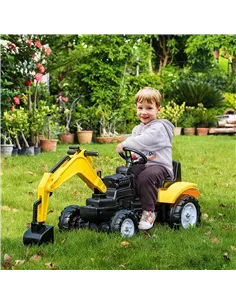 HOMCOM Kids Ride on Digger Pedal Go Kart Pretend Play Construction No Power Truck with Horn for 3 - 6 Years, Yellow 2