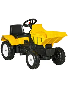 HOMCOM Kids Ride on Tractor No Power Pedal Go Kart with Manual Control Bucket for 3-6 Years Old