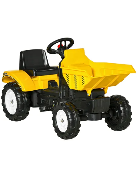HOMCOM Kids Ride on Tractor No Power Pedal Go Kart with Manual Control Bucket for 3-6 Years Old