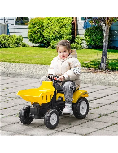 HOMCOM Kids Ride on Tractor No Power Pedal Go Kart with Manual Control Bucket for 3-6 Years Old