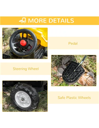 HOMCOM Kids Ride on Tractor No Power Pedal Go Kart with Manual Control Bucket for 3-6 Years Old