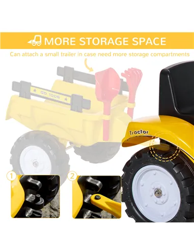 HOMCOM Kids Ride on Tractor No Power Pedal Go Kart with Manual Control Bucket for 3-6 Years Old