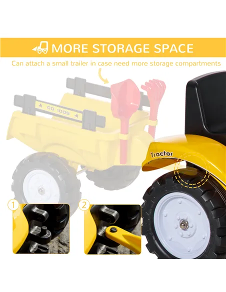 HOMCOM Kids Ride on Tractor No Power Pedal Go Kart with Manual Control Bucket for 3-6 Years Old