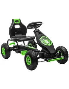 HOMCOM Kids Pedal Go Kart, with Adjustable Seat, Inflatable Tyres - Green