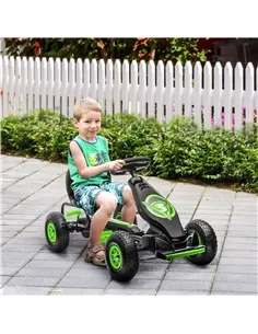 HOMCOM Kids Pedal Go Kart, with Adjustable Seat, Inflatable Tyres - Green 2