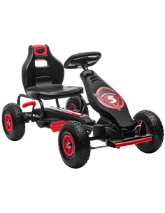 HOMCOM Kids Pedal Go Kart, with Adjustable Seat, Inflatable Tyres - Red