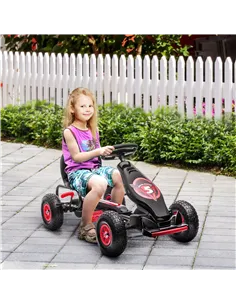 HOMCOM Kids Pedal Go Kart, with Adjustable Seat, Inflatable Tyres - Red 2