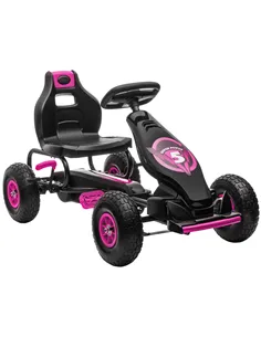 HOMCOM Kids Pedal Go Kart, with Adjustable Seat, Inflatable Tyres - Pink
