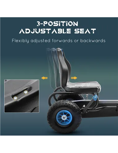 HOMCOM Kids Pedal Go Kart, with Adjustable Seat, Inflatable Tyres - Blue