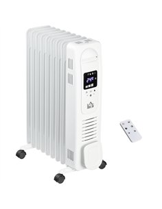 HOMCOM 2000W Digital Oil Filled Radiator, 9 Fin, Portable Electric Heater with LED Display, Timer, 3 Heat Settings, Safety Cut-O
