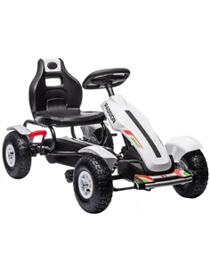 HOMCOM Children Pedal Go Kart, Kids Ride On Racer with Adjustable Seat, Inflatable Rubber Tyres, Handbrake, for Ages 5-12 Years 