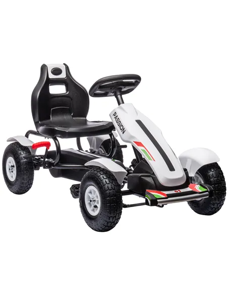 HOMCOM Children Pedal Go Kart, Kids Ride On Racer with Adjustable Seat, Inflatable Rubber Tyres, Handbrake, for Ages 5-12 Years 