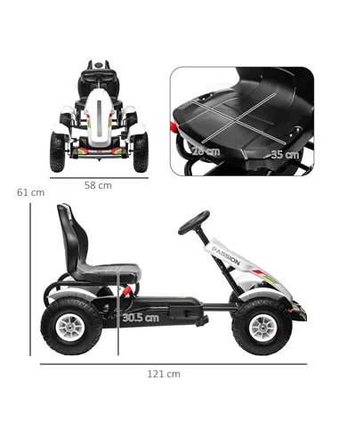 HOMCOM Children Pedal Go Kart, Kids Ride On Racer with Adjustable Seat, Inflatable Rubber Tyres, Handbrake, for Ages 5-12 Years 