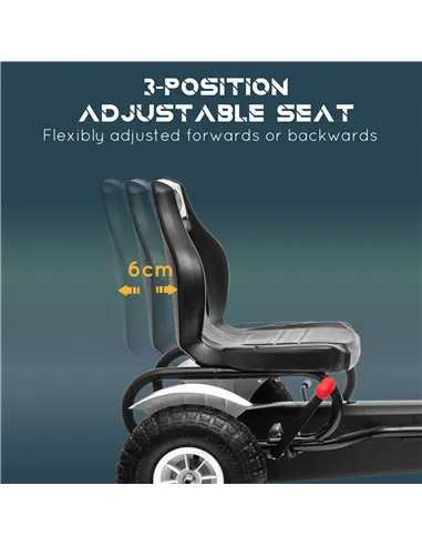 HOMCOM Children Pedal Go Kart, Kids Ride On Racer with Adjustable Seat, Inflatable Rubber Tyres, Handbrake, for Ages 5-12 Years 