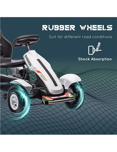 HOMCOM Children Pedal Go Kart, Kids Ride On Racer with Adjustable Seat, Inflatable Rubber Tyres, Handbrake, for Ages 5-12 Years 