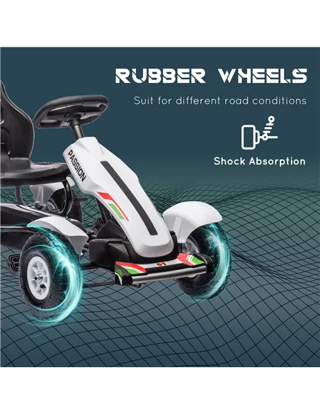 HOMCOM Children Pedal Go Kart, Kids Ride On Racer with Adjustable Seat, Inflatable Rubber Tyres, Handbrake, for Ages 5-12 Years 