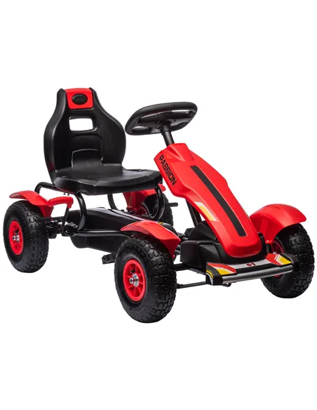 HOMCOM Children Pedal Go Kart, Kids Ride On Racer with Adjustable Seat, Inflatable Rubber Tyres, Handbrake, for Ages 5-12 Years 