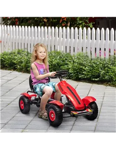HOMCOM Children Pedal Go Kart, Kids Ride On Racer with Adjustable Seat, Inflatable Rubber Tyres, Handbrake, for Ages 5-12 Years  2