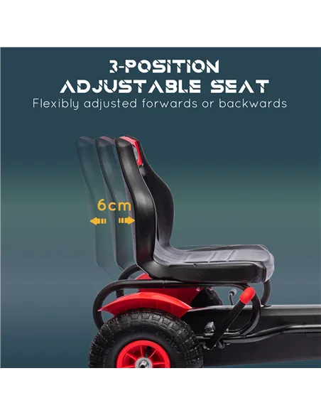 HOMCOM Children Pedal Go Kart, Kids Ride On Racer with Adjustable Seat, Inflatable Rubber Tyres, Handbrake, for Ages 5-12 Years 