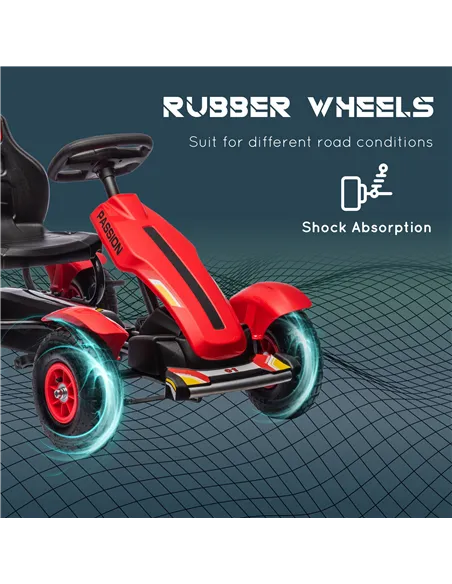 HOMCOM Children Pedal Go Kart, Kids Ride On Racer with Adjustable Seat, Inflatable Rubber Tyres, Handbrake, for Ages 5-12 Years 