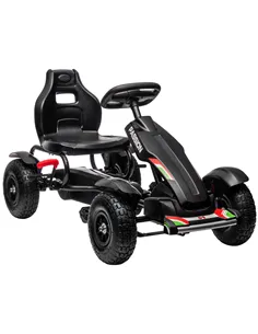 HOMCOM Metal Kids Pedal Go Kart with Adjustable Seat Inflatable Tyres Black