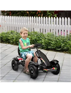 HOMCOM Metal Kids Pedal Go Kart with Adjustable Seat Inflatable Tyres Black 2
