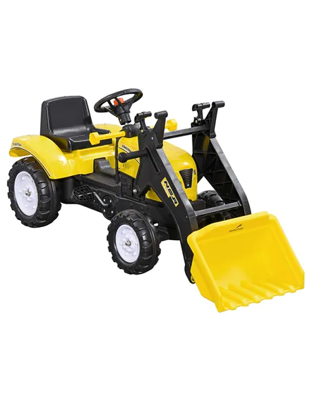 HOMCOM Pedal Go Kart Ride On Excavator W/ Front Loader Digger Four Wheels Child Toy, for 3 Years Old