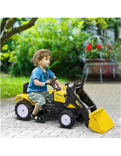 HOMCOM Pedal Go Kart Ride On Excavator W/ Front Loader Digger Four Wheels Child Toy, for 3 Years Old 2
