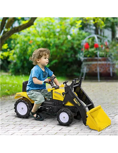 HOMCOM Pedal Go Kart Ride On Excavator W/ Front Loader Digger Four Wheels Child Toy, for 3 Years Old