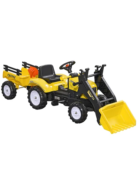 HOMCOM Kids Pedal Go Kart Excavator-Yellow