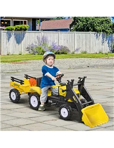 HOMCOM Kids Pedal Go Kart Excavator-Yellow 2