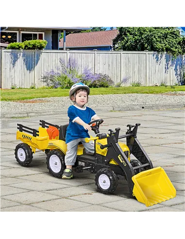 HOMCOM Kids Pedal Go Kart Excavator-Yellow