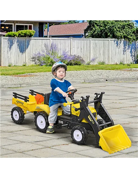 HOMCOM Kids Pedal Go Kart Excavator-Yellow