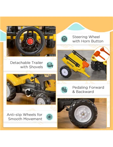 HOMCOM Kids Pedal Go Kart Excavator-Yellow