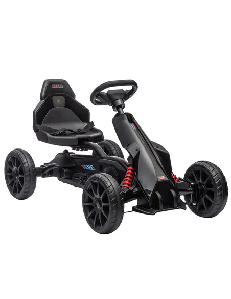 HOMCOM Kids Pedal Go Kart, with Adjustable Seat, EVA Wheels, Seat, Handbrake - Black