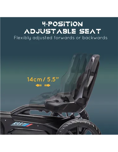 HOMCOM Kids Pedal Go Kart, with Adjustable Seat, EVA Wheels, Seat, Handbrake - Black