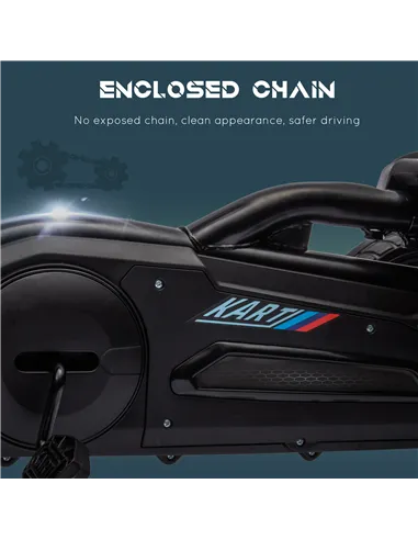 HOMCOM Kids Pedal Go Kart, with Adjustable Seat, EVA Wheels, Seat, Handbrake - Black