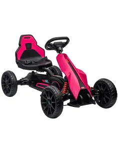 HOMCOM Kids Pedal Go Kart, with Adjustable Seat, EVA Wheels, Seat, Handbrake - Pink