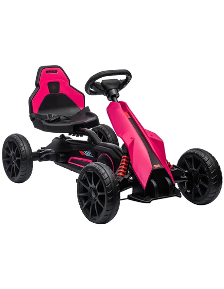 HOMCOM Kids Pedal Go Kart, with Adjustable Seat, EVA Wheels, Seat, Handbrake - Pink